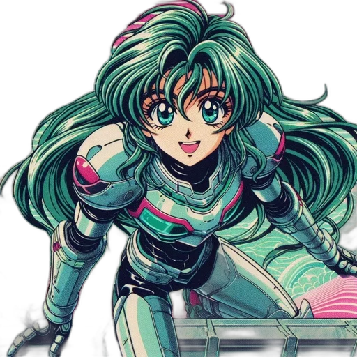 robot, weapon, vaporwave, anime transparent PNG cut-out