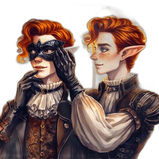 mask, fantasy art, concept art, watercolor transparent PNG cut-out