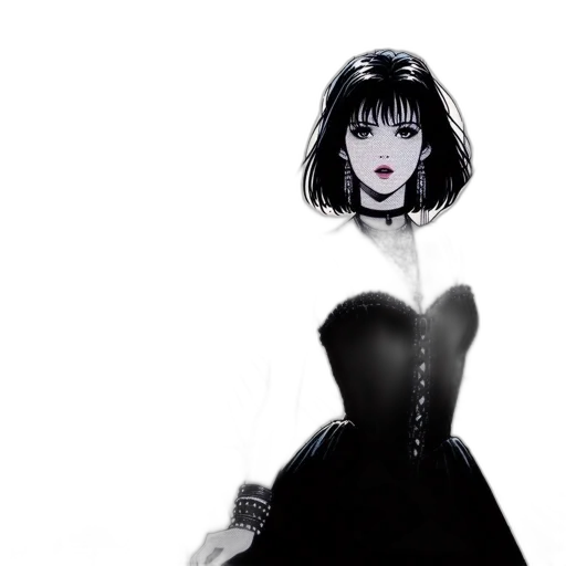 dress, face, anime, concept art transparent PNG cut-out