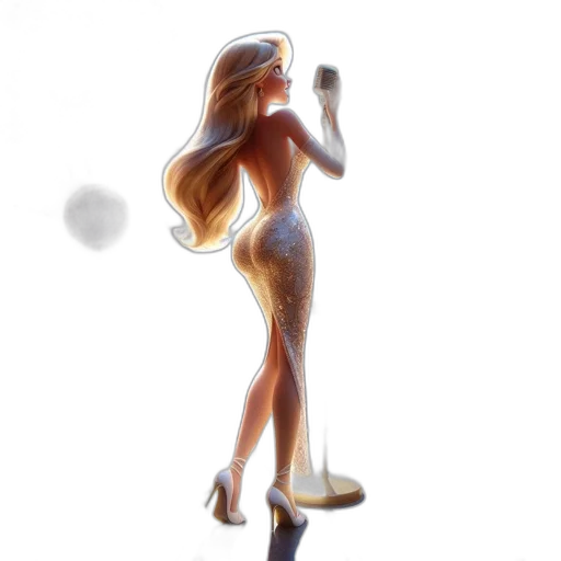dress, staff, hair, shoes transparent PNG cut-out
