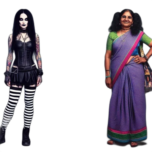 monochrome, dark, two, women transparent PNG cut-out