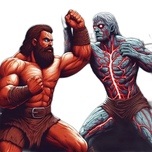 comic book art, concept art, fantasy art, two transparent PNG cut-out