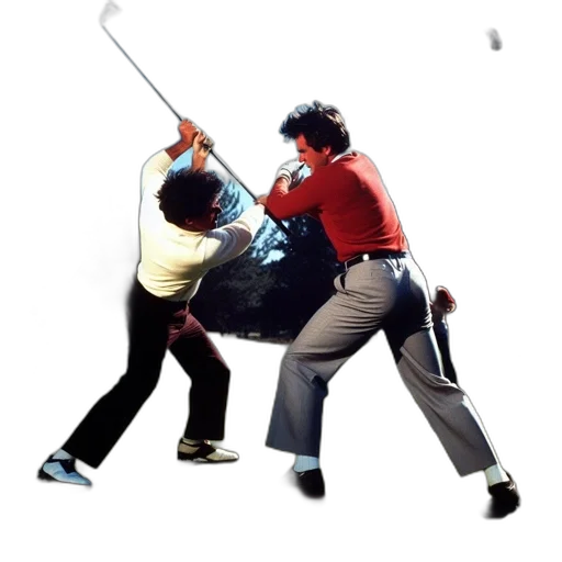 staff, two, male, golfers transparent PNG cut-out