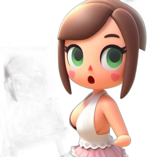 dress, face, creature, staff transparent PNG cut-out