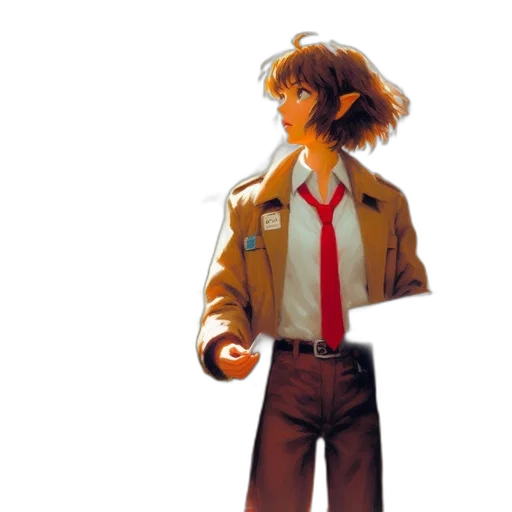 jacket, staff, concept art, pixel art transparent PNG cut-out