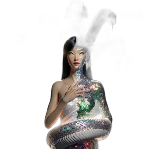 dress, jewelry, dragon, staff transparent PNG cut-out