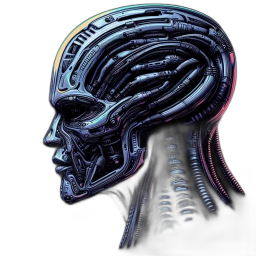robot, face, mask, hair transparent PNG cut-out