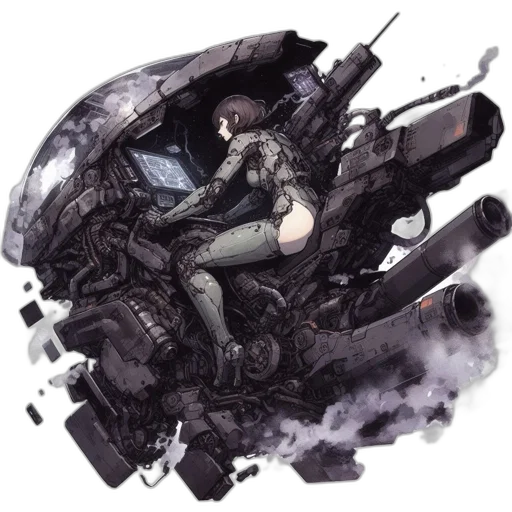 robot, weapon, jacket, concept art transparent PNG cut-out