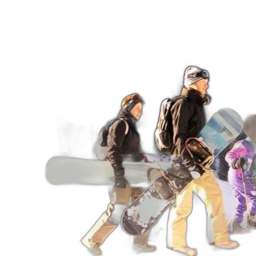 3d render, concept art, three, snowboarders transparent PNG cut-out