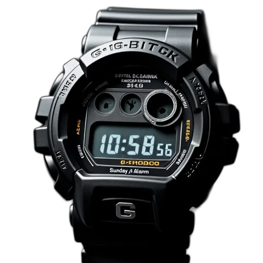 3d render, cyberpunk, black, g-shock transparent PNG cut-out
