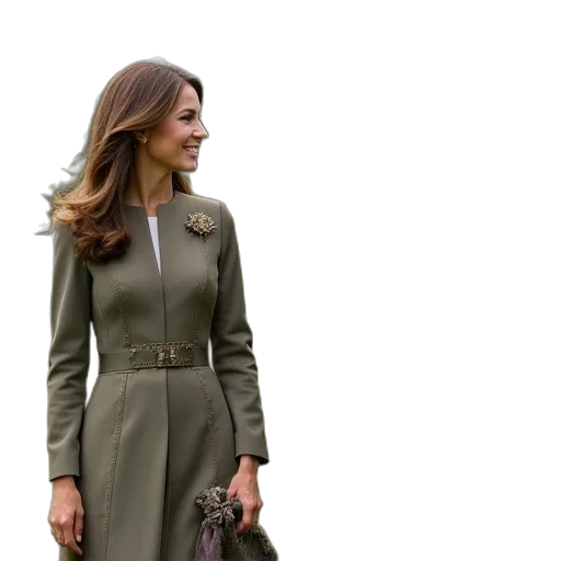 dress, jacket, earth tones, green transparent PNG cut-out