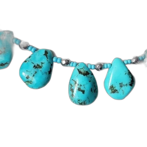 jewelry, turquoise, necklace, teardrop-shaped transparent PNG cut-out