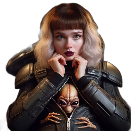 jacket, robot, face, hair transparent PNG cut-out