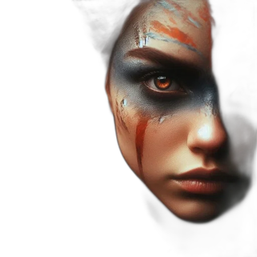 face, mask, weapon, photorealistic transparent PNG cut-out