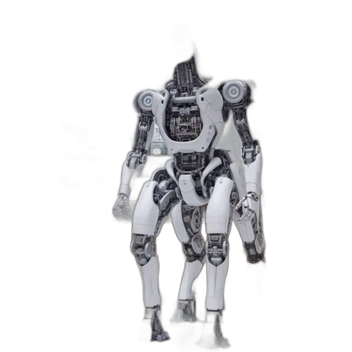 robot, concept art, 3d render, monochrome transparent PNG cut-out