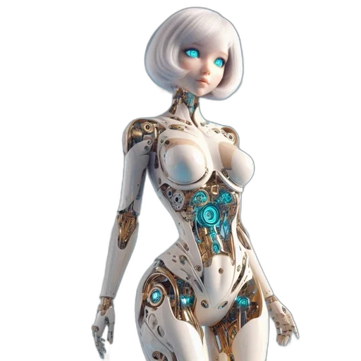 robot, dress, concept art, 3d render transparent PNG cut-out