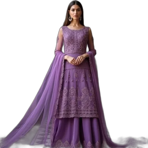 dress, photorealistic, 3d render, purple transparent PNG cut-out