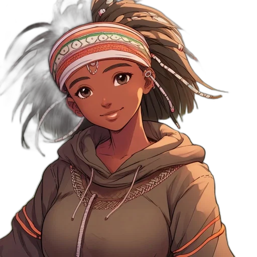 face, hat, jacket, staff transparent PNG cut-out