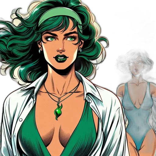 comic book art, concept art, cartoon, green transparent PNG cut-out