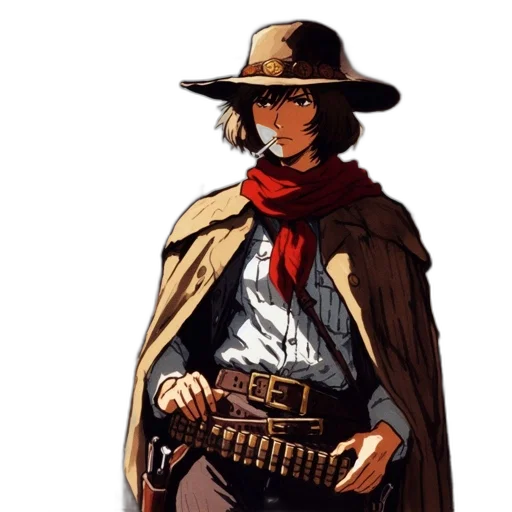 staff, jacket, hat, weapon transparent PNG cut-out