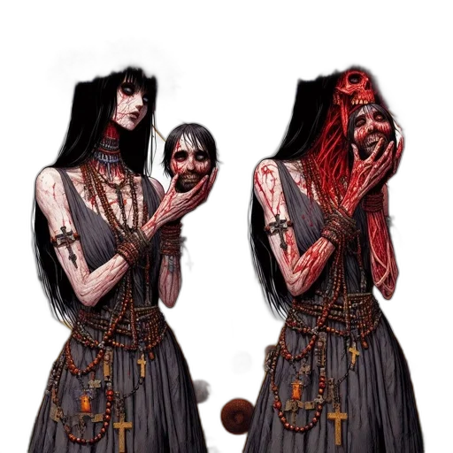 dress, staff, mask, concept art transparent PNG cut-out