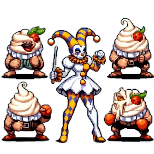 food, pixel art, concept art, jester transparent PNG cut-out
