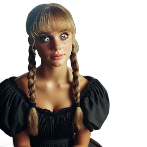 dress, hair, face, 3d render transparent PNG cut-out
