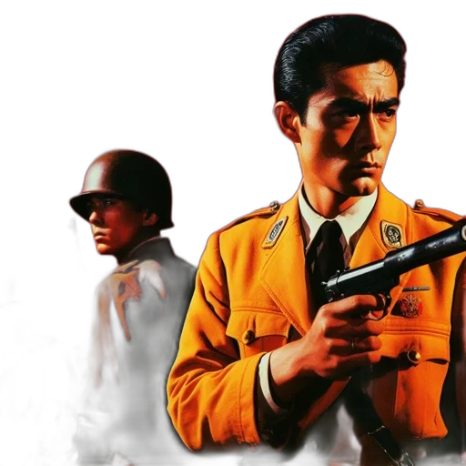 jacket, weapon, staff, comic book art transparent PNG cut-out