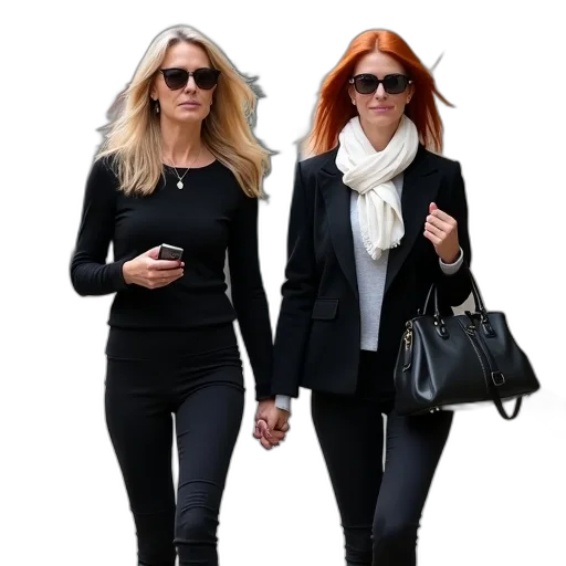 jacket, two, women, walking transparent PNG cut-out