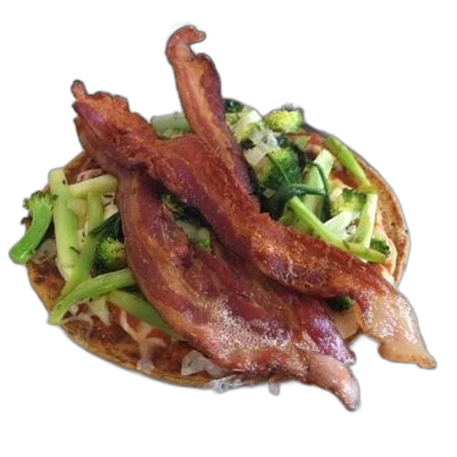 food, photorealistic, plate, bacon transparent PNG cut-out