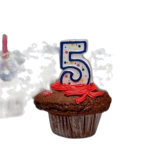 3d render, birthday, cupcake, number transparent PNG cut-out