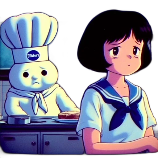robot, food, staff, vaporwave transparent PNG cut-out