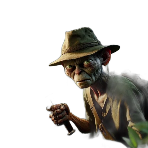 staff, hat, face, creature transparent PNG cut-out