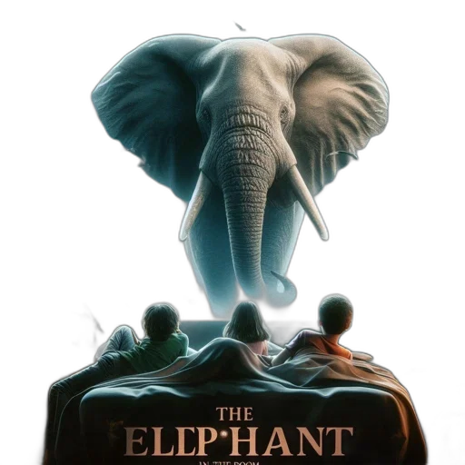 concept art, large, elephant, emerges transparent PNG cut-out