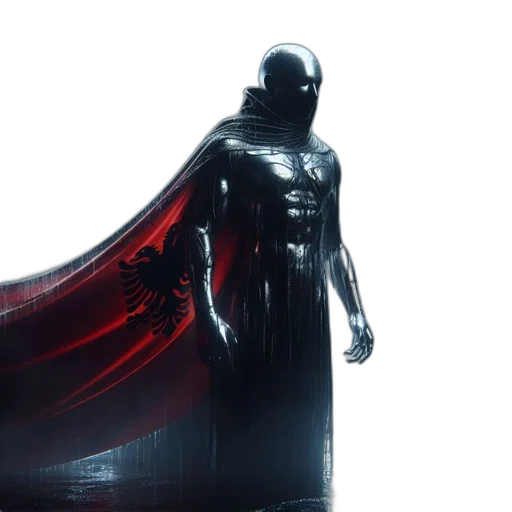 concept art, 3d render, comic book art, hooded transparent PNG cut-out