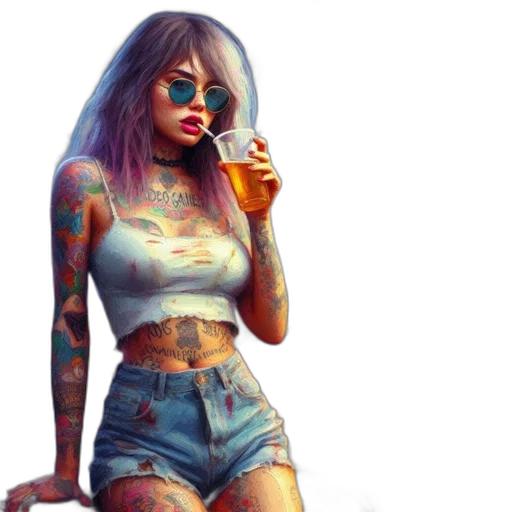 dress, concept art, cyberpunk, fantasy art transparent PNG cut-out
