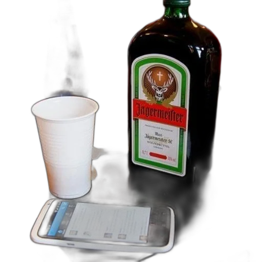 bottle, 3d render, jagermeister, sits transparent PNG cut-out