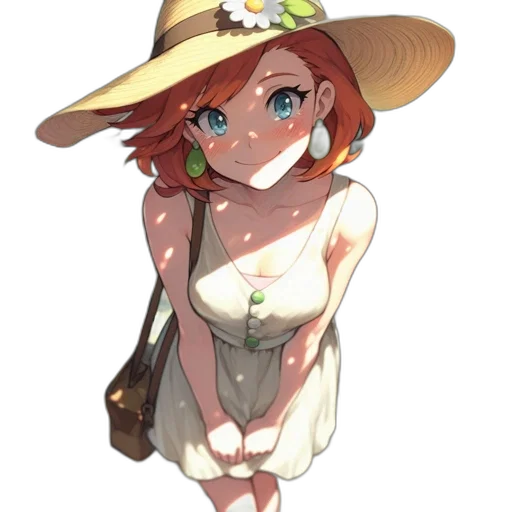 hat, dress, staff, flower transparent PNG cut-out