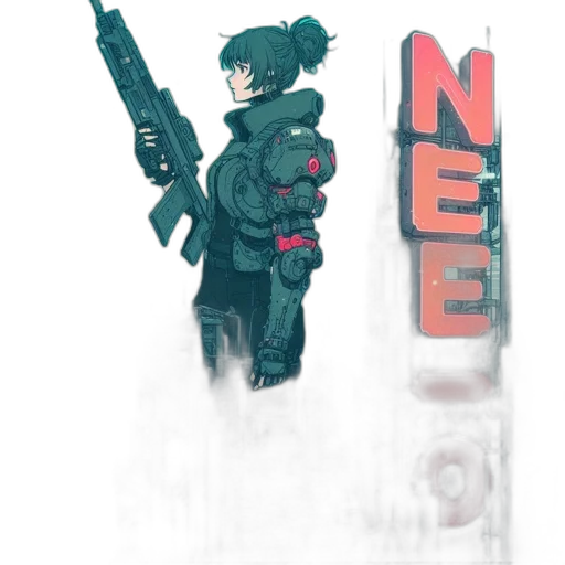 weapon, jacket, robot, cyberpunk transparent PNG cut-out
