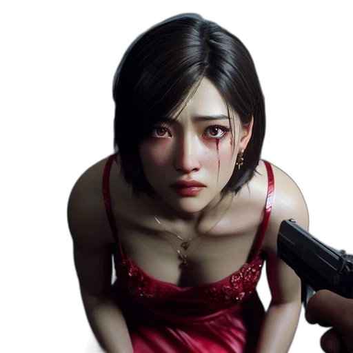 face, weapon, dress, photorealistic transparent PNG cut-out