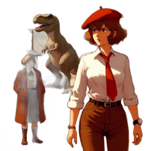 staff, creature, hat, jacket transparent PNG cut-out