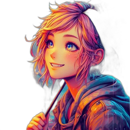 face, jacket, dragon, staff transparent PNG cut-out