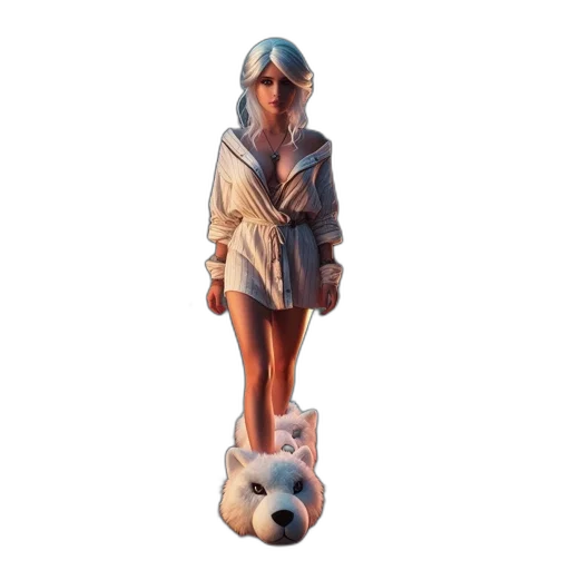 dress, staff, 3d render, vaporwave transparent PNG cut-out