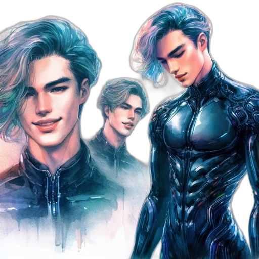 comic book art, concept art, watercolor, cyberpunk transparent PNG cut-out