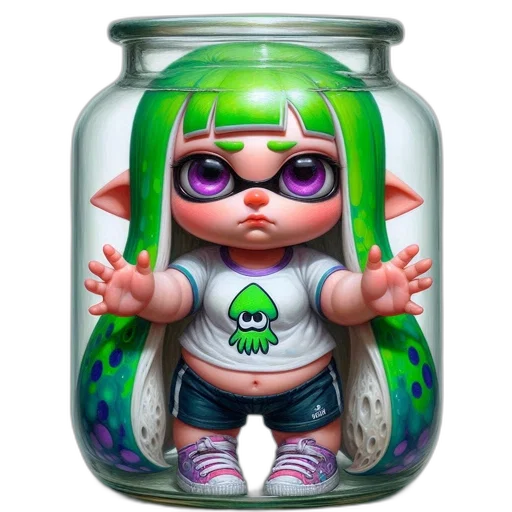 bottle, creature, concept art, 3d render transparent PNG cut-out