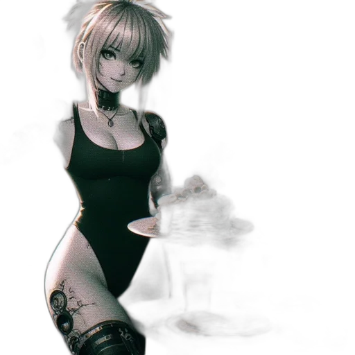 dress, staff, weapon, robot transparent PNG cut-out