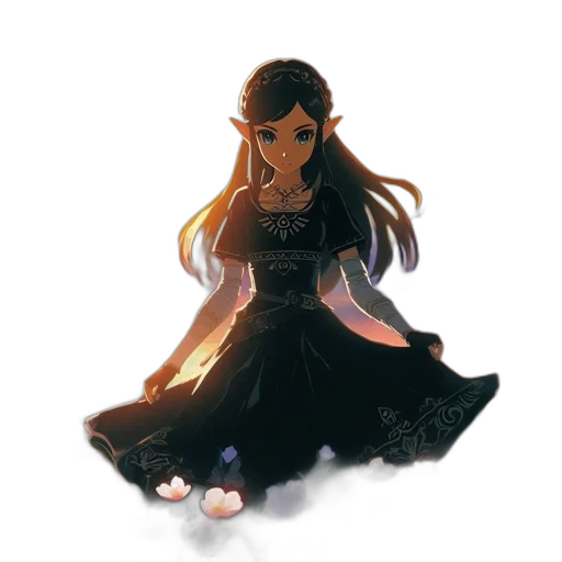 dress, crown, jewelry, staff transparent PNG cut-out