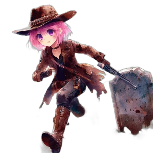 weapon, staff, hat, jacket transparent PNG cut-out
