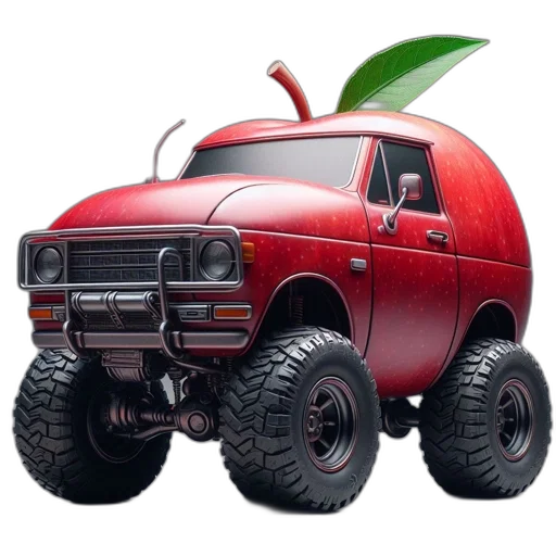 car, weapon, food, 3d render transparent PNG cut-out