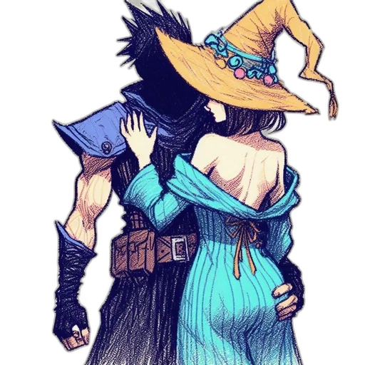 hat, dress, staff, weapon transparent PNG cut-out